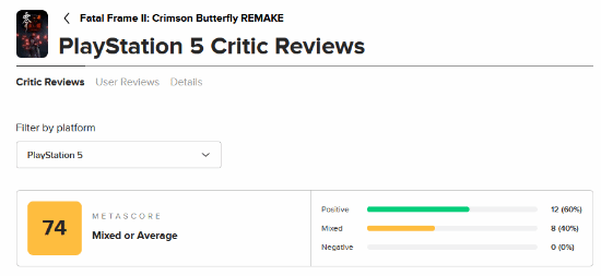 《零：红蝶 重制版》M站开分74！值得恐怖游戏爱好者一玩